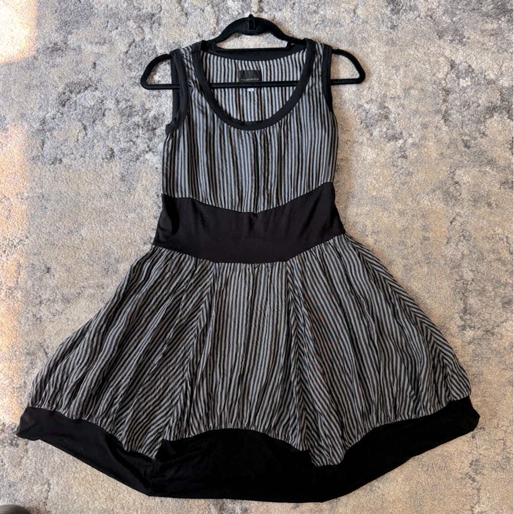 Lurdes Bergada Striped Black and Gray Women's Mini Dress! Adorable!